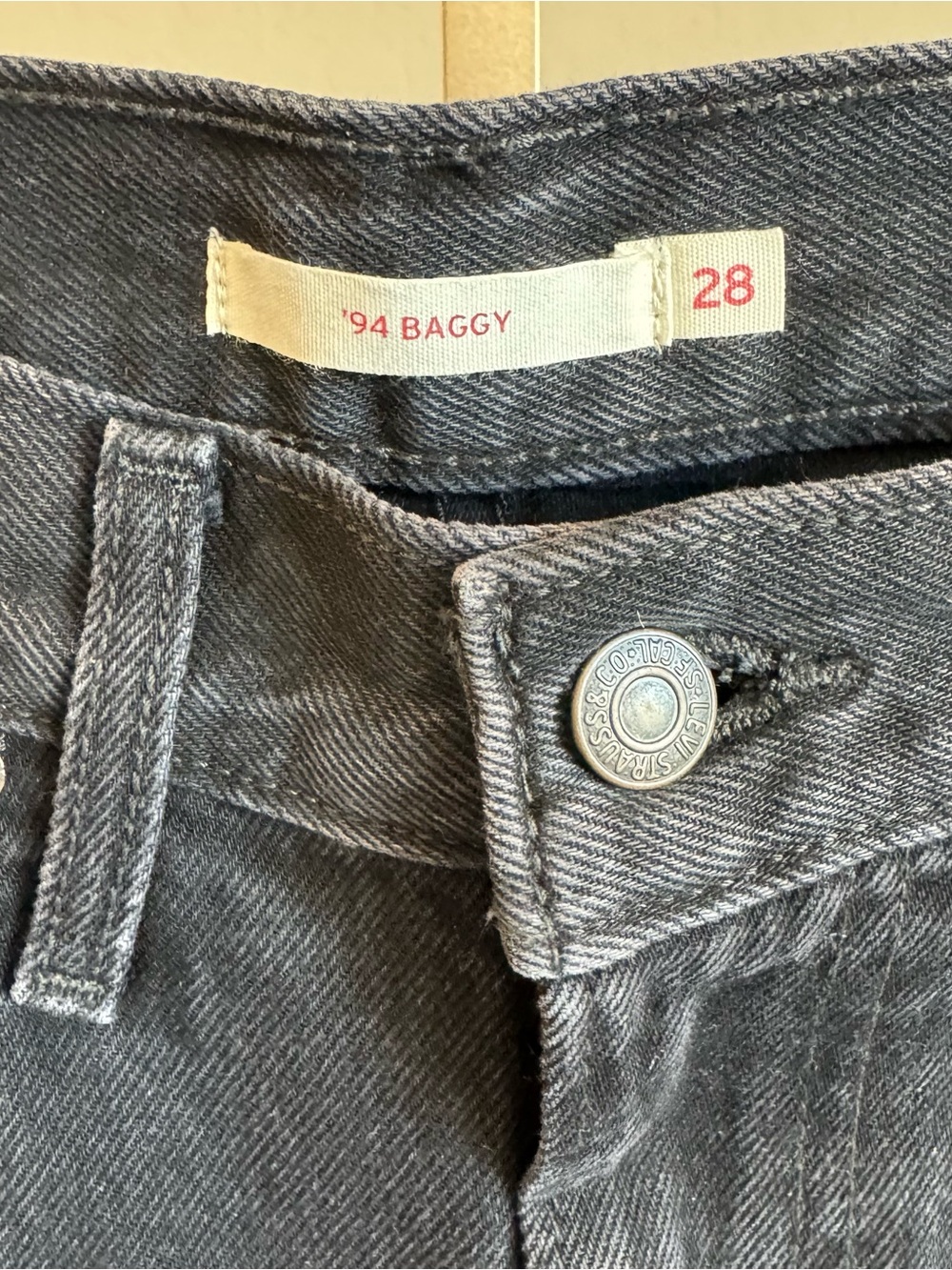 Levi’s 94 Baggy Jeans Black Wash Size 28 High Rise Wide Leg - Picture 4 of 10